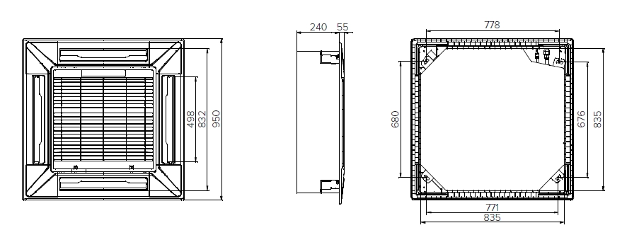 MyCond MCFK-T2 Unidade ventilo-convectora compacta de 4 vias com cassete