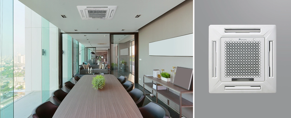 MyCond MCFK-T2 Ventiloconvector de cassete moderno de 4 vias com design energeticamente eficiente.