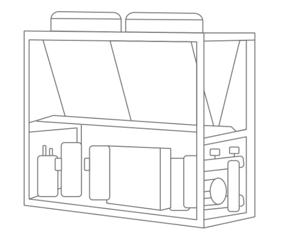 MyCond MCU-YHR Bomba de calor modular com design compacto para uma recuperação de energia eficiente.