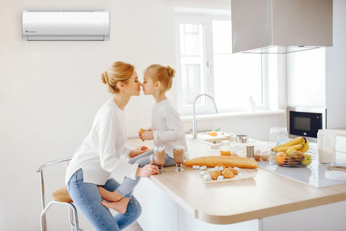 MyCond MHW Unidade ventilo-convectora montada na parede com ecrã LED e modo de suspensão.