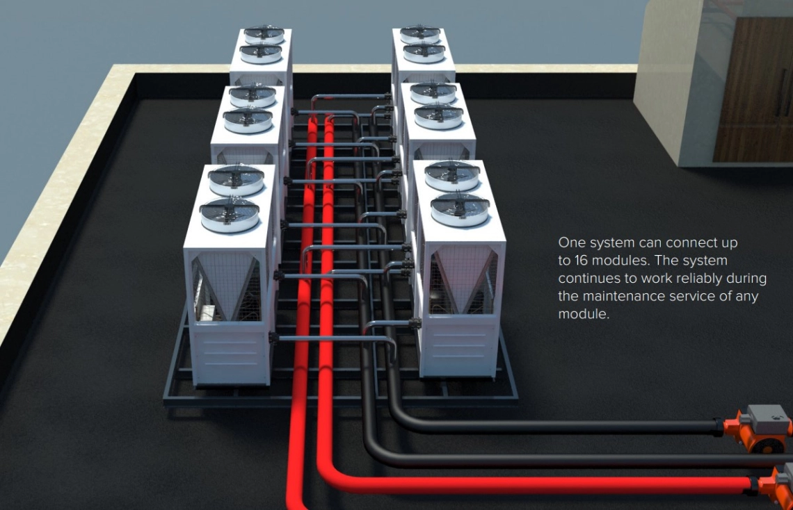 A bomba de calor modular MyCond MCU-YHR oferece uma eficiência excecional.