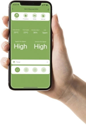 Aplicação móvel MyCond MVS***-DW para controlar a ventilação através do smartphone
