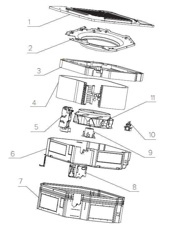 MyCond Desenho esquemático de unidades ventilo-convectoras de cassete de 4 vias da série MCFK-T2.
