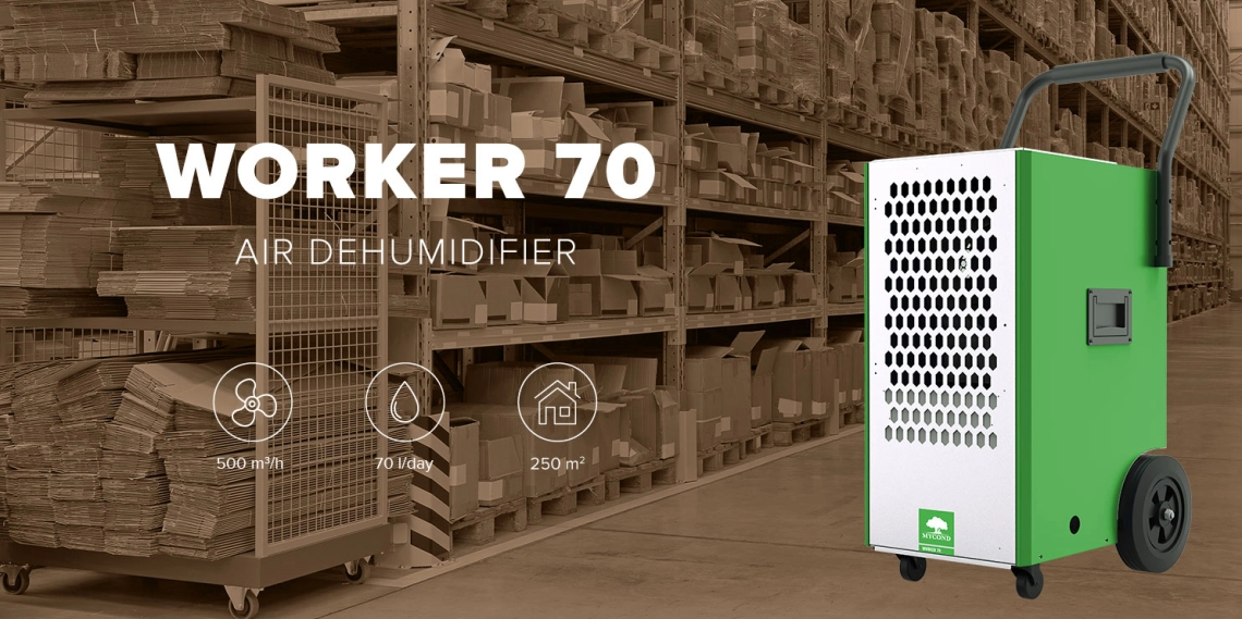 MyCond Worker para armazém 70 l/dia, 500 m³/h, área até 250 m²