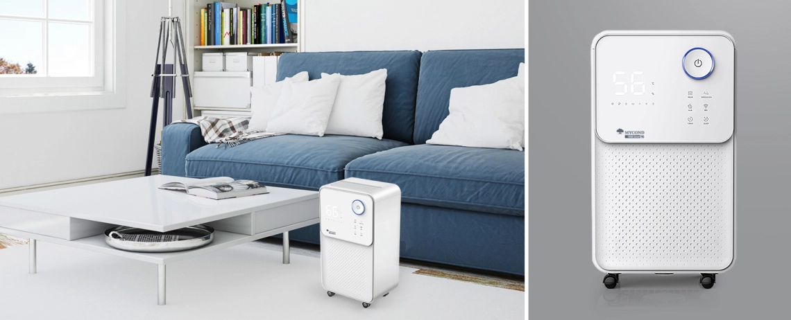 YUGO Smart 16 Desumidificador de ar residencial elegante e eficiente com funcionamento silencioso.